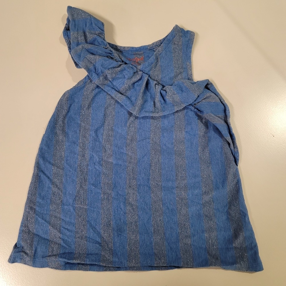 Girls Ruffled Glitter Tank Top – Cat & Jack –‎ Size S (6/6X) Blue/silver